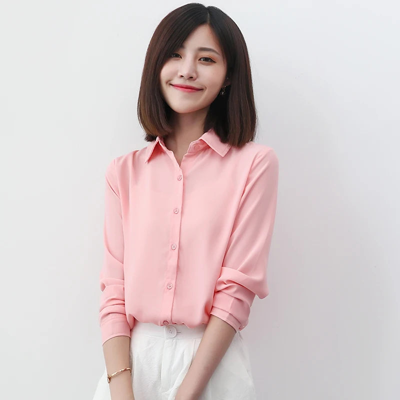 Women Chiffon Shirt 2025 New Fashion Multi Color Womens Tops And Blouse Plus Size Office ZA Style  Long Sleeve Blouses Clothes