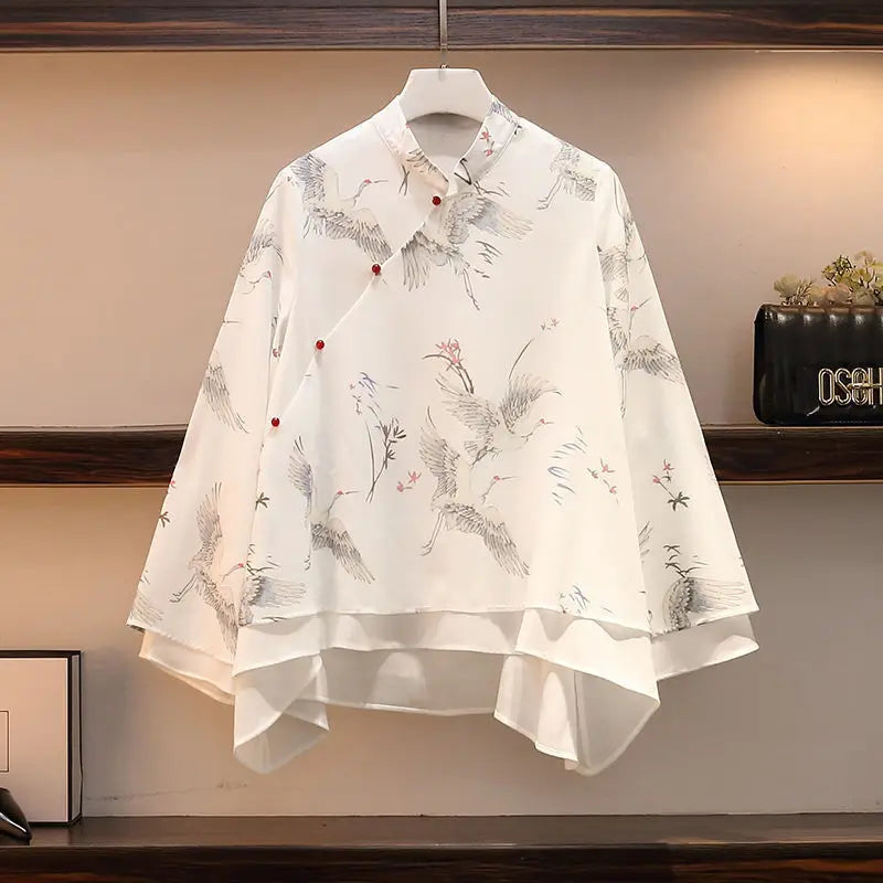 White Hanfu Dress For Women Summer Chiffon Ancient Chinese Style Costume Plus Size Top And Skirt Cosplay Costume Two-piece Suit