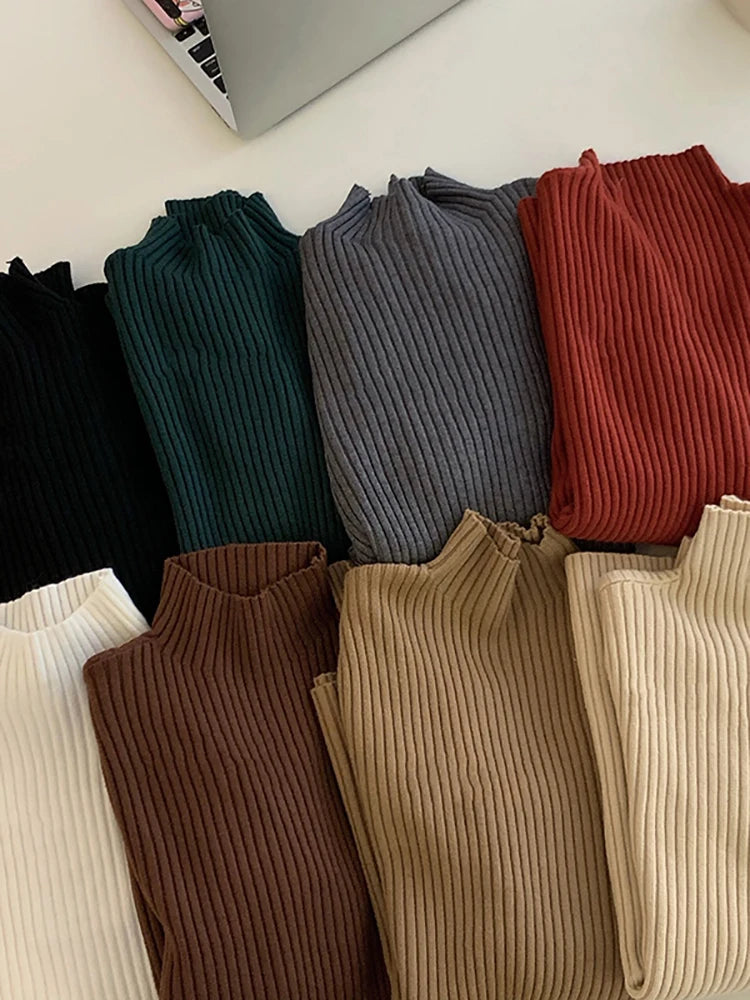 AOSSVIAO 2025 chic Autumn winter Sweater Pullovers Women Long Sleeve casual turtleneck warm basic Sweater knit Jumpers top